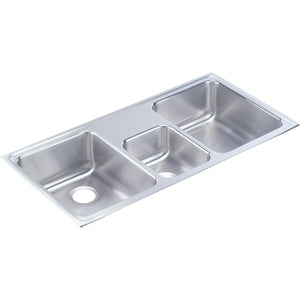 Alternate Image for Elkay Lustertone Classic 43" Drop In/Topmount Stainless Steel Kitchen Sink, 40/20/40 Triple Bowl, Lustrous Satin, No Faucet Hole, LCR43220