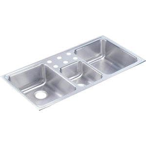 Alternate Image for Elkay Lustertone Classic 43" Drop In/Topmount Stainless Steel Kitchen Sink, 40/20/40 Triple Bowl, Lustrous Satin, 3 Faucet Holes, LCR43223