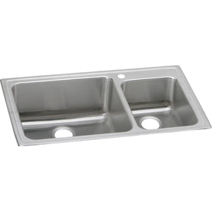 Alternate Image for Elkay Lustertone Classic 37" Drop In/Topmount Stainless Steel Kitchen Sink, 60/40 Double Bowl, Lustrous Satin, 1 Faucet Hole, LFGR37221