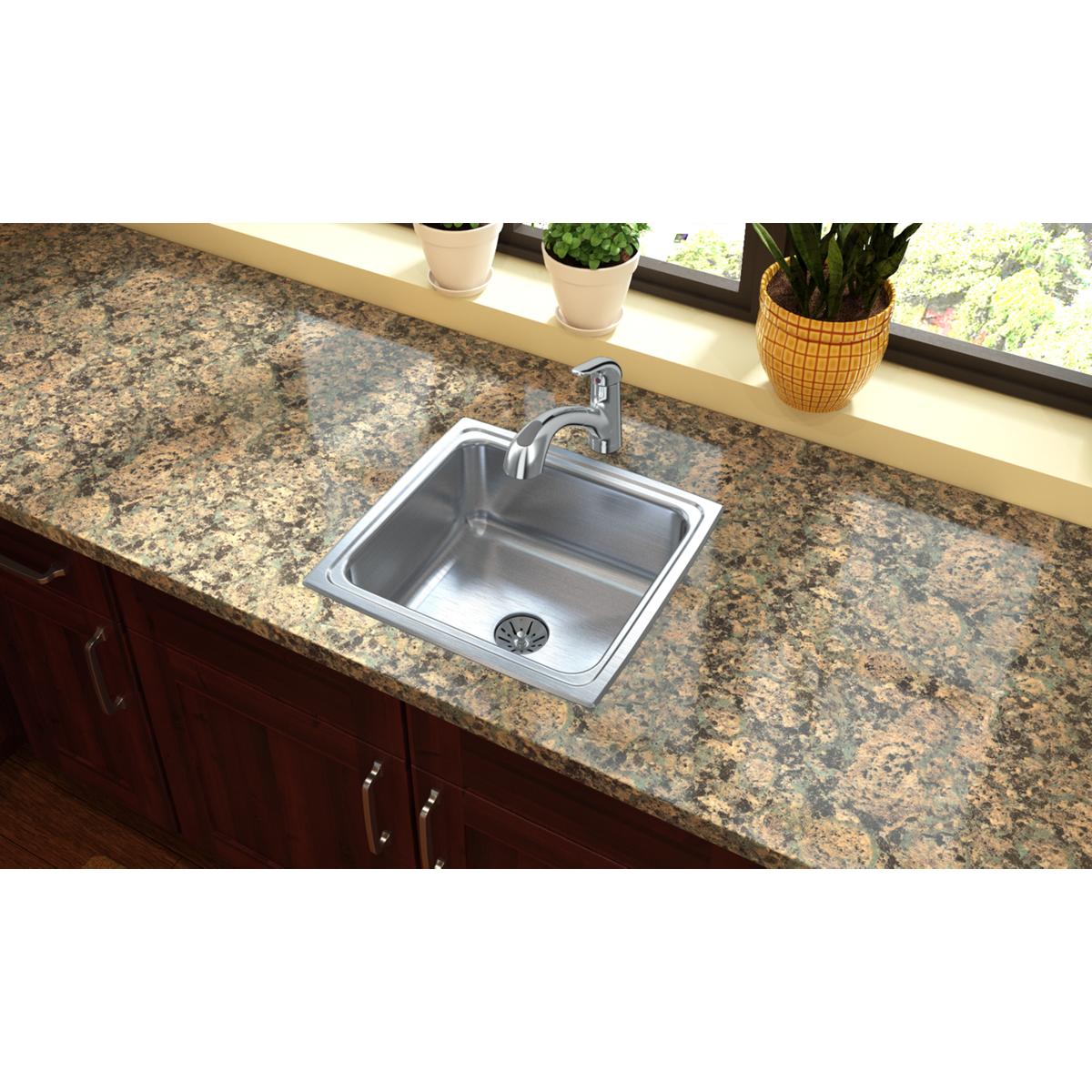 Elkay Lustertone Classic 19" Drop In/Topmount Stainless Steel Kitchen Sink, Lustrous Satin, 18 Gauge, Perfect Drain, LFR1918PD
