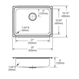 Elkay Lustertone Classic 25" Drop In/Topmount Stainless Steel ADA Kitchen Sink, Lustrous Satin, No Faucet Hole, LFRAD251960