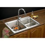 Elkay Lustertone Classic 33" Drop In/Topmount Stainless Steel Kitchen Sink, 60/40 Double Bowl, Lustrous Satin, 4 Faucet Holes, LGR33224