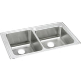 Elkay Lustertone Classic 37" Drop In/Topmount Stainless Steel Kitchen Sink, Double Bowl, Lustrous Satin, 1 Faucet Hole, LGR37221