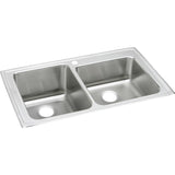 Elkay Lustertone Classic 37" Drop In/Topmount Stainless Steel Kitchen Sink, Double Bowl, Lustrous Satin, S2 Faucet Holes, LGR3722S2