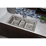 Elkay Lustertone Classic 43" Drop In/Topmount Stainless Steel Kitchen Sink, 43/20/37 Triple Bowl, Lustrous Satin, 18 Gauge, LGR43220