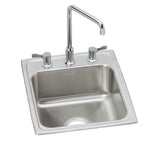 Elkay Lustertone Classic 17" Rectangle Drop In/Topmount Stainless Steel Bathroom Sink Kit with Faucet, Lustrous Satin, 3 Faucet Holes, LH1720C