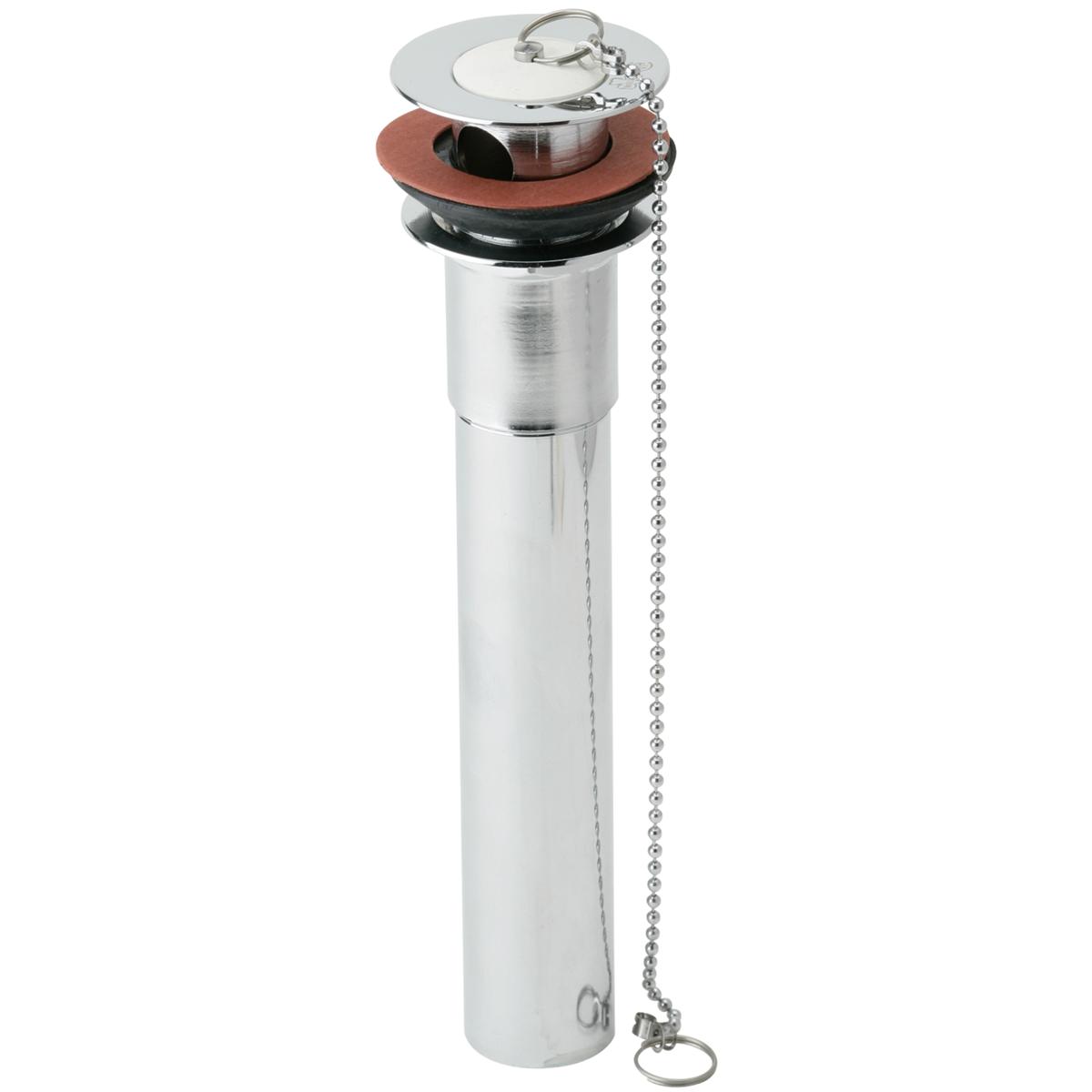 Elkay 1-1/2" Drain Fitting Chrome Plated Brass with Rubber Stopper Ring and Chain, LK175