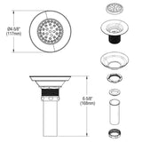 Elkay 3-1/2" Drain Nickel Plated Brass Body Strainer and Tailpiece, LK18