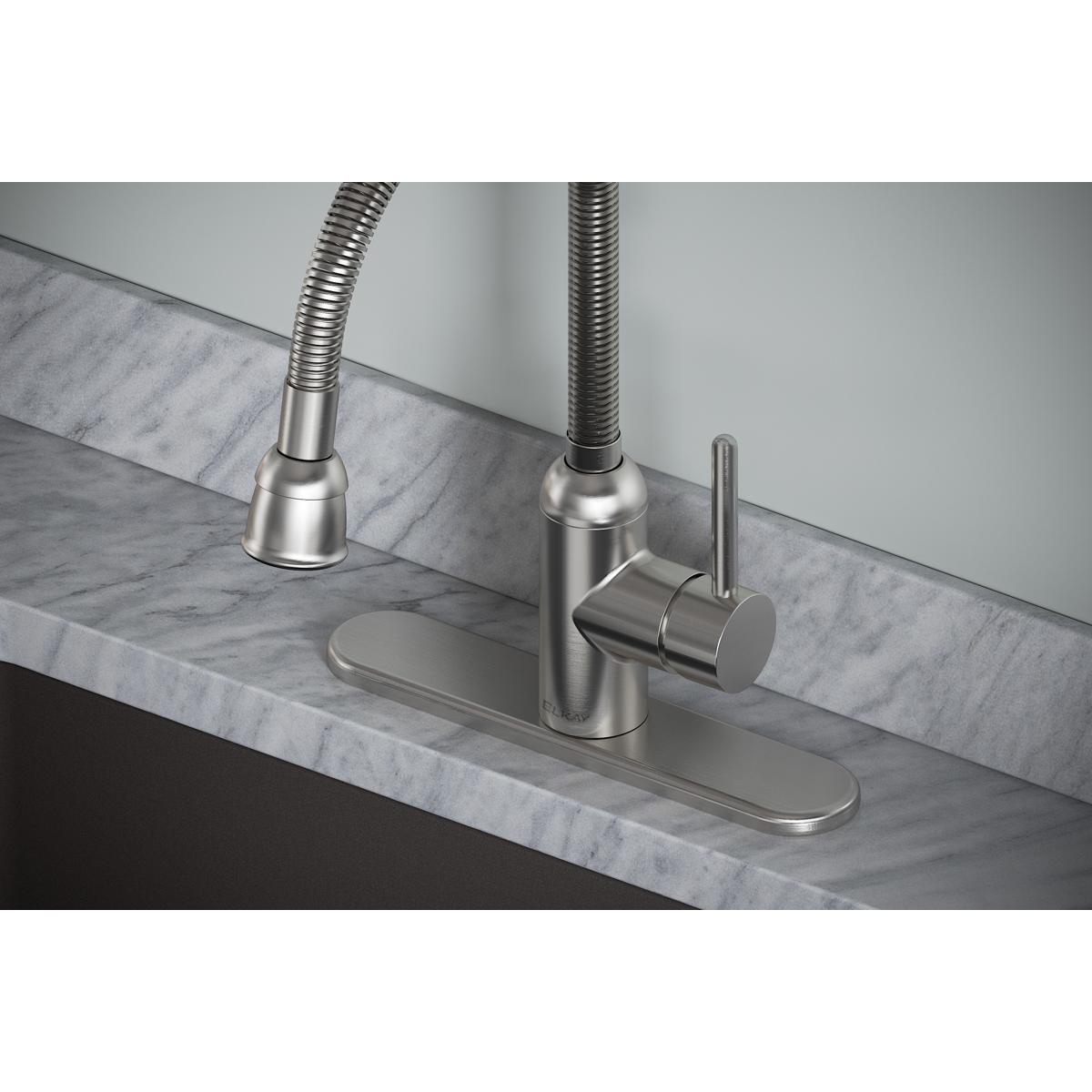 Elkay Pursuit 1.5/2.2 GPM Forward Only Lever Handle Flexible Spout Spout Brass ADA Laundry Faucet, Lustrous Steel, LK2500LS