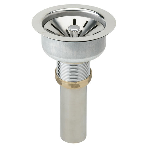 Elkay 3-1/2" Drain Fitting Type 316 Stainless Steel Body Strainer Basket with rubber seal and Tailpiece, LK335