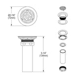 Elkay Drain Fitting 2" Type 316 Stainless Steel Body Grid Strainer and Tailpiece, LK337