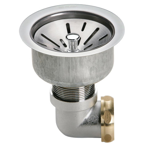 Elkay 3-1/2" Drain Fitting Type 304 Stainless Steel Body Strainer Basket Tailpiece and Elbow, LK35L