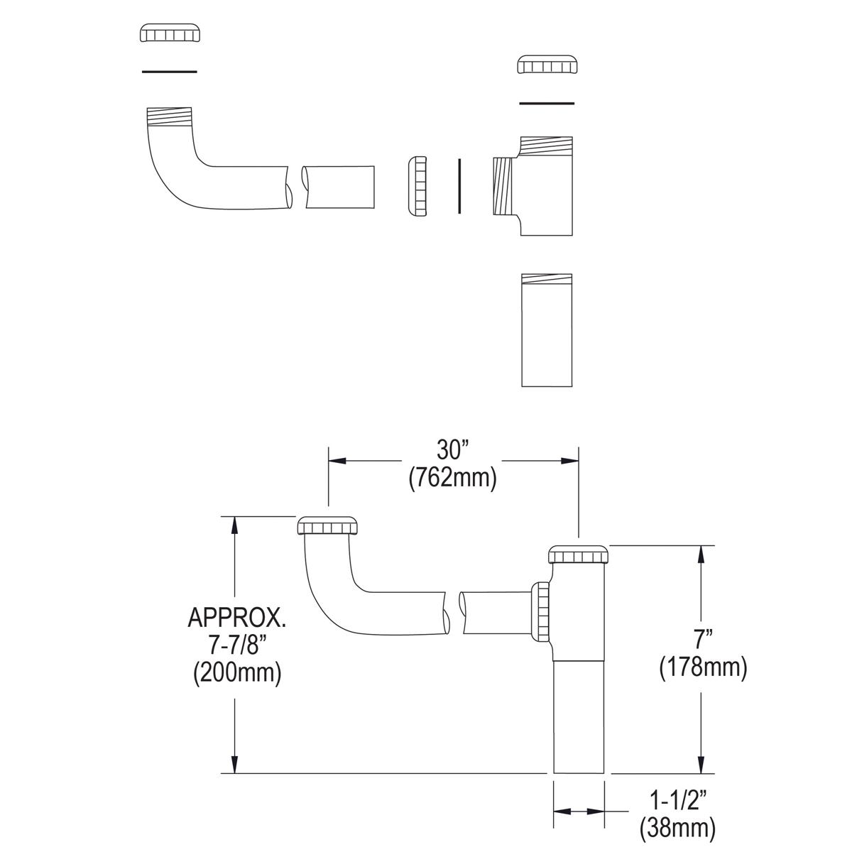 Elkay Drain Fitting End Outlet for Double Bowl Sinks, LK53