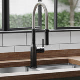 Elkay Avado Forward Only Lever Handle Semiprofessional Spout Brass ADA Kitchen Faucet, Black Stainless and Chrome, LKAV1061BKCR