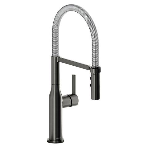 Elkay Avado Forward Only Lever Handle Semiprofessional Spout Brass ADA Kitchen Faucet, Black Stainless and Chrome, LKAV1061BKCR