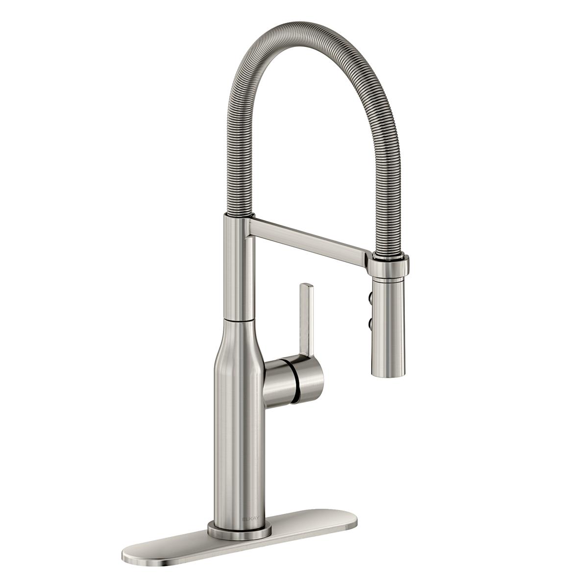 Elkay Avado Forward Only Lever Handle Semiprofessional Spout Brass ADA Kitchen Faucet, Lustrous Steel, LKAV1061LS