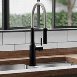 Elkay Avado Forward Only Lever Handle Semiprofessional Spout Brass ADA Kitchen Faucet, Matte Black and Chrome, LKAV1061MBCR