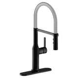 Elkay Avado Forward Only Lever Handle Semiprofessional Spout Brass ADA Kitchen Faucet, Matte Black and Chrome, LKAV1061MBCR