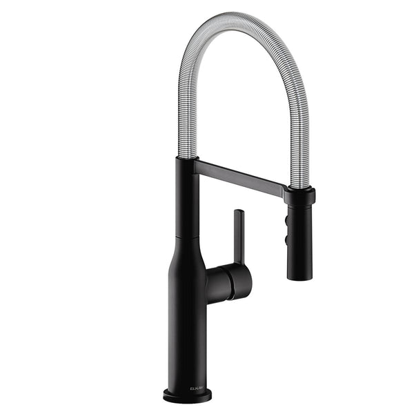 Elkay Avado Forward Only Lever Handle Semiprofessional Spout Brass ADA Kitchen Faucet, Matte Black and Chrome, LKAV1061MBCR