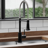 Elkay Avado Lever Handle Semiprofessional Spout Brass ADA Kitchen Faucet, Matte Black and Chrome, LKAV2061MBCR