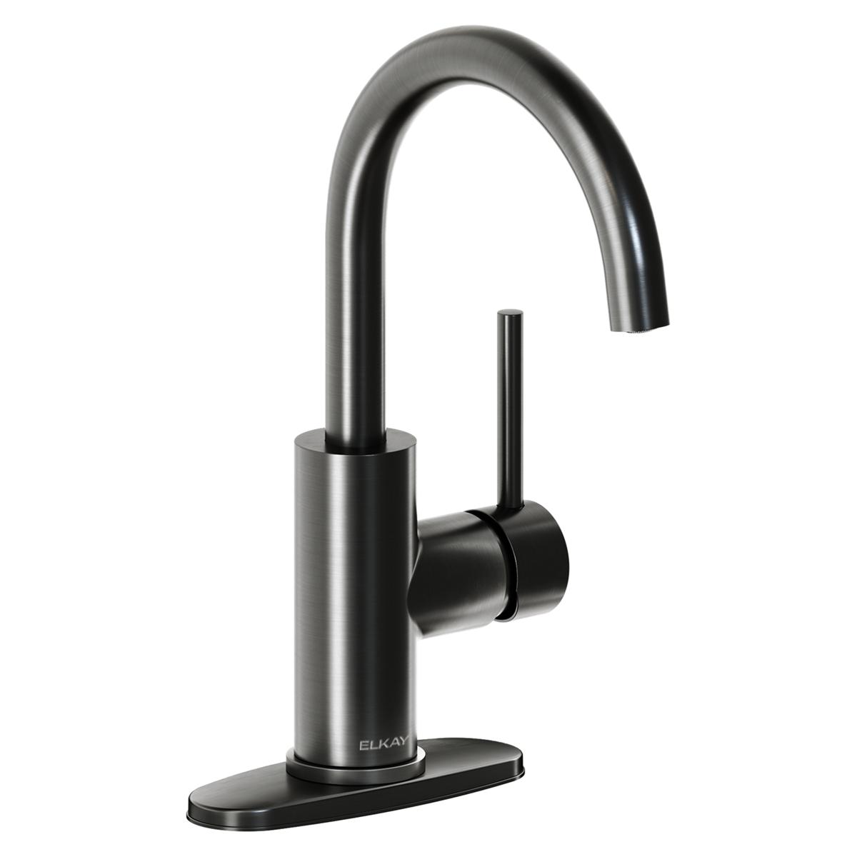 Elkay Avado Lever Handle Gooseneck Spout Brass ADA Bar Faucet, Black Stainless, LKAV3021BK