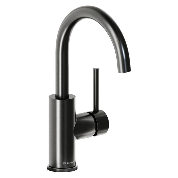 Elkay Avado Lever Handle Gooseneck Spout Brass ADA Bar Faucet, Black Stainless, LKAV3021BK