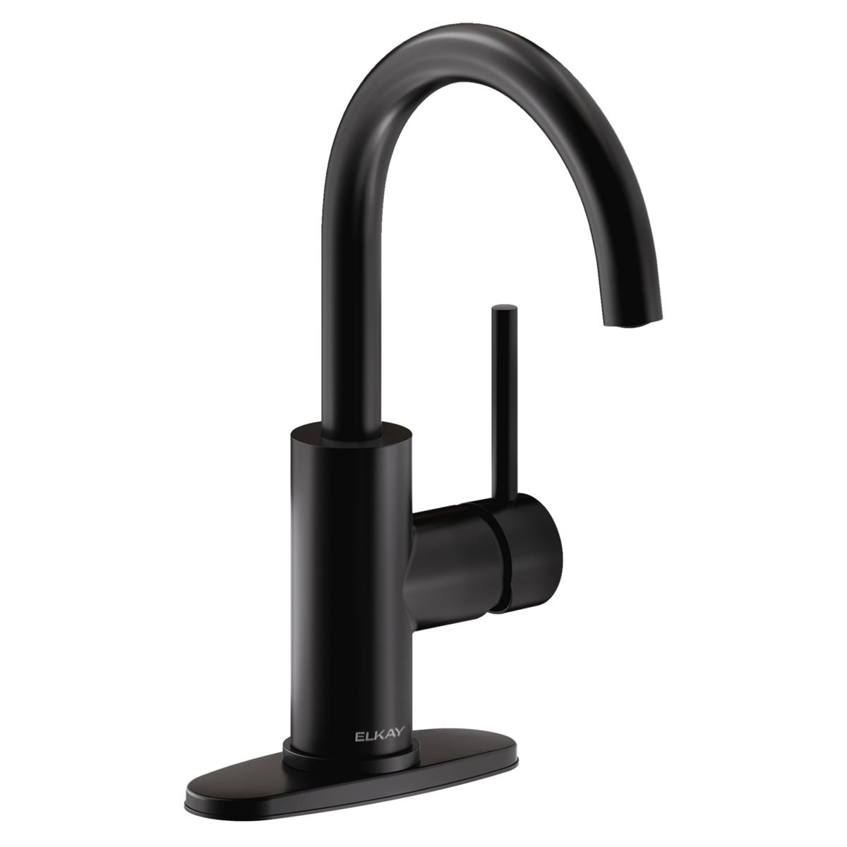 Elkay Avado Lever Handle Gooseneck Spout Brass ADA Bar Faucet, Matte Black, LKAV3021MB