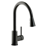 Elkay Avado Forward Only Lever Handle Pull-down Spray Spout Brass ADA Kitchen Faucet, Black Stainless, LKAV3031BK