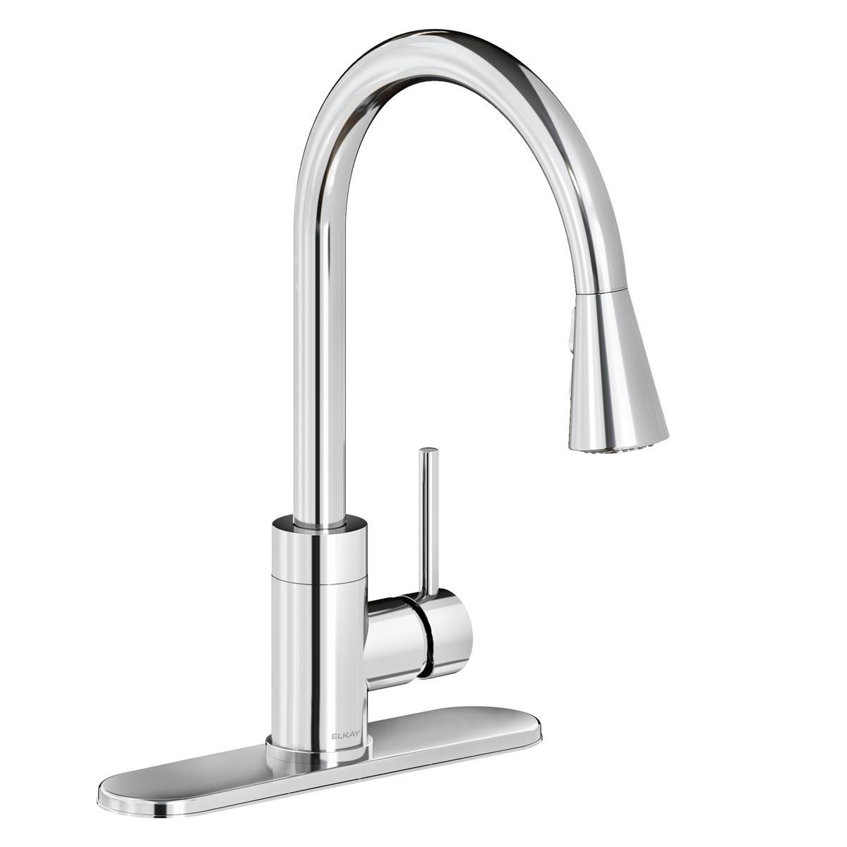 Elkay Avado Forward Only Lever Handle Pull-down Spray Spout Brass ADA Kitchen Faucet, Chrome, LKAV3031CR