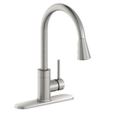 Elkay Avado Forward Only Lever Handle Pull-down Spray Spout Brass ADA Kitchen Faucet, Lustrous Steel, LKAV3031LS