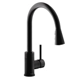 Elkay Avado Forward Only Lever Handle Pull-down Spray Spout Brass ADA Kitchen Faucet, Matte Black, LKAV3031MB