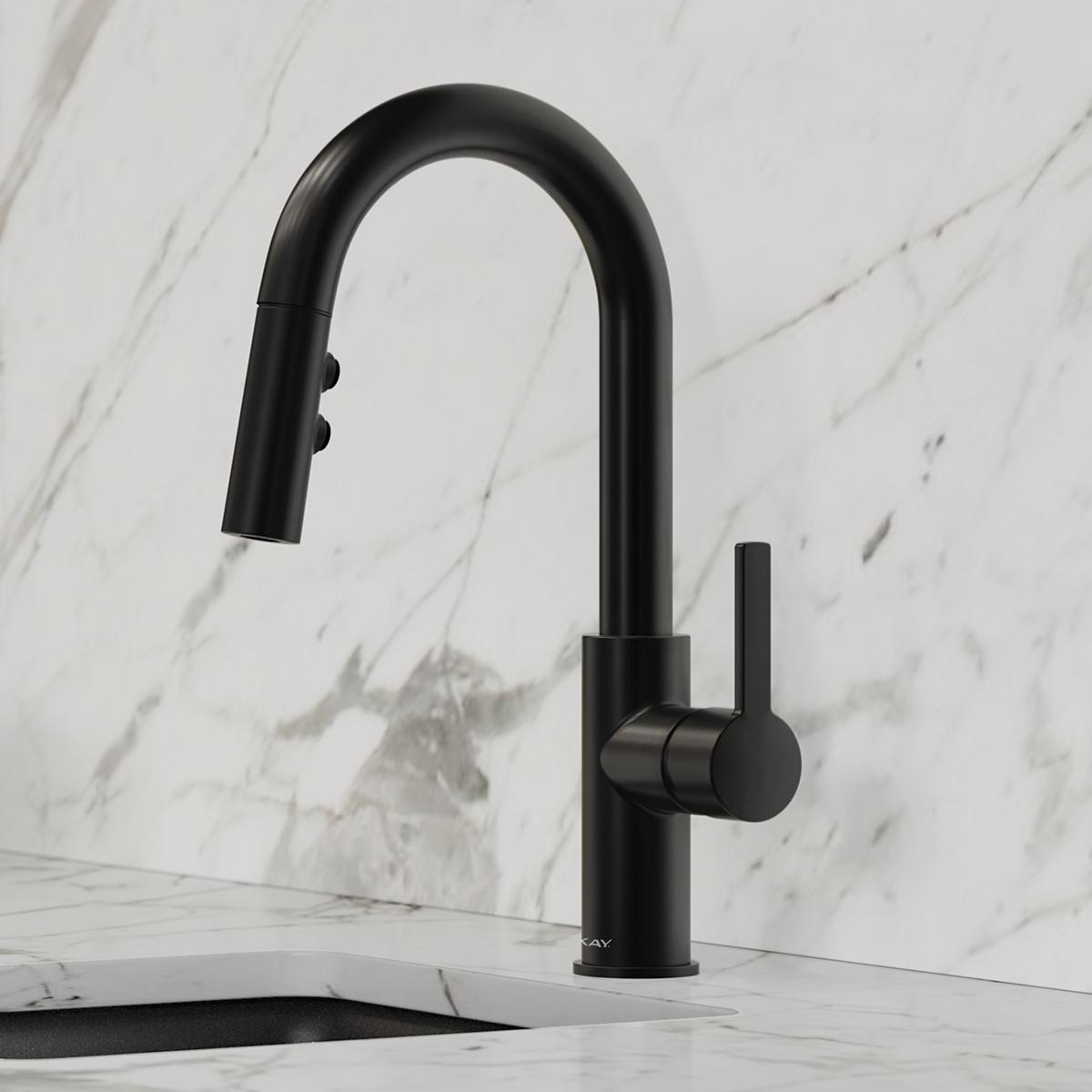 Elkay Avado Lever Handle Pull-down Spray Spout Brass ADA Bar Faucet, Matte Black, LKAV3032MB