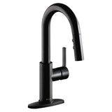 Elkay Avado Lever Handle Pull-down Spray Spout Brass ADA Bar Faucet, Matte Black, LKAV3032MB