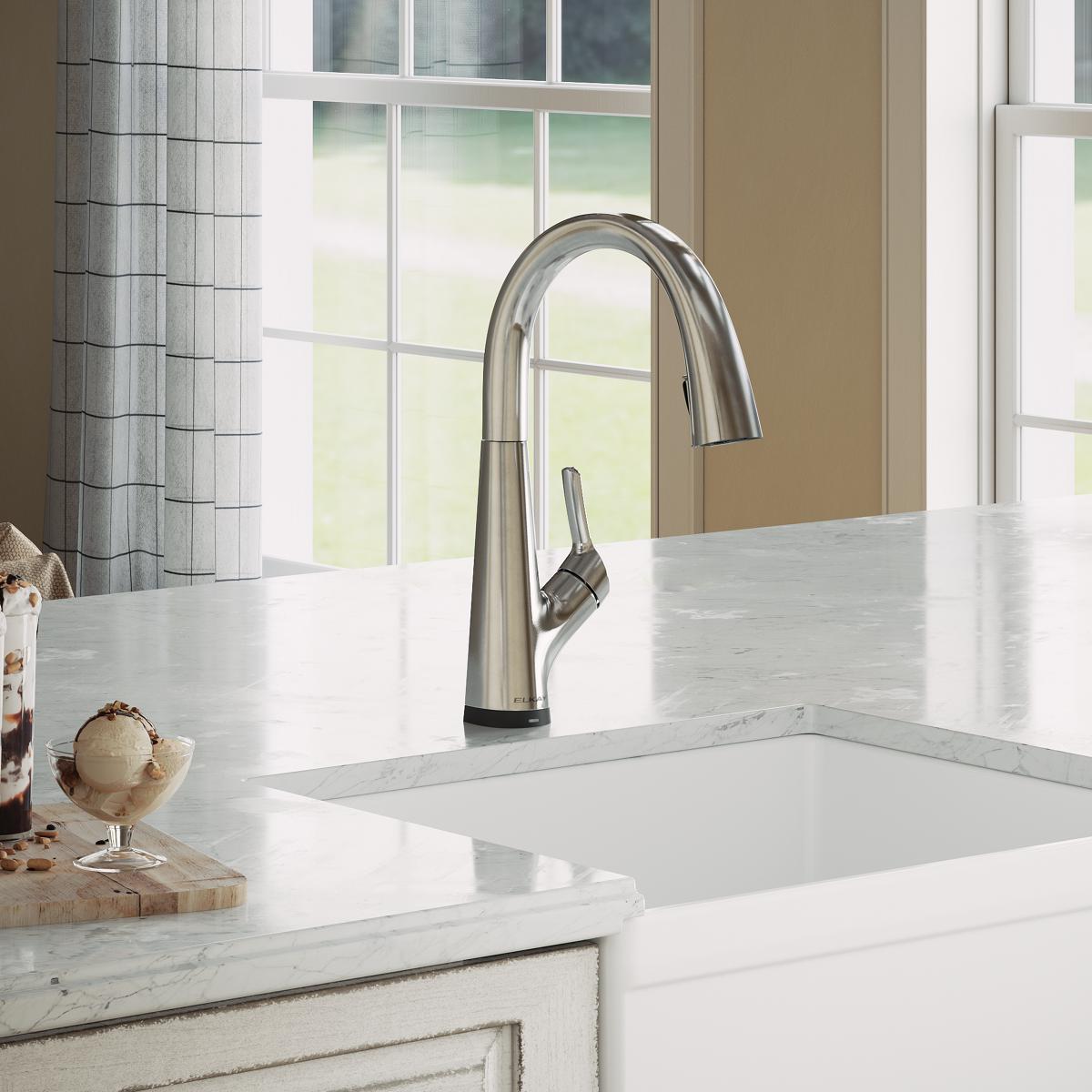 Elkay Avado Lever Handle Pull-down Spray Spout Brass ADA Kitchen Faucet, Chrome, LKAV7051FCR