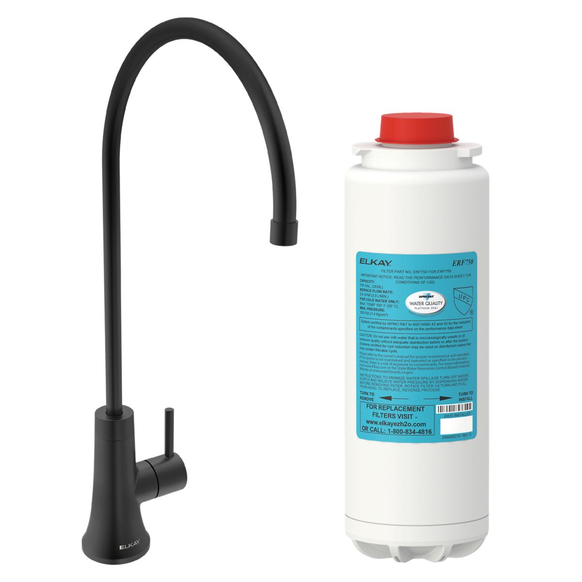 Elkay Avado 1.5 GPM Lever Handle Gooseneck Spout Brass ADA Kitchen Faucet, Matte Black, LKAV71FMB