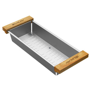 Alternate Image for Elkay Crosstown Stainless Steel 16-7/8" x 6-3/4" x 3-1/8" Colander with Wood Handles, LKC0717SS