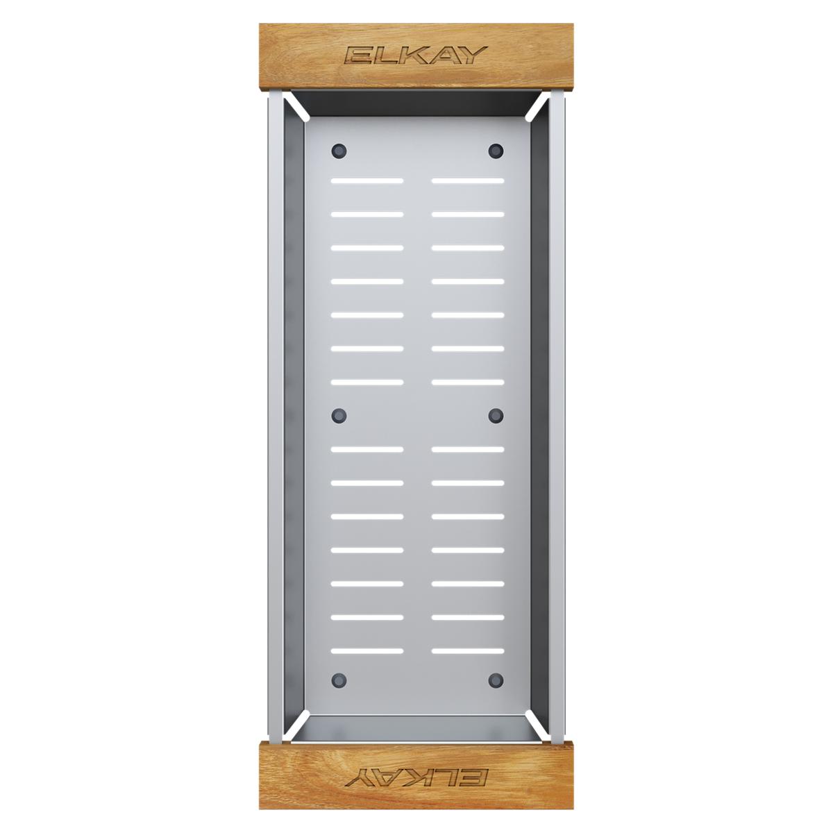 Elkay Crosstown Stainless Steel 16-7/8" x 6-3/4" x 3-1/8" Colander with Wood Handles, LKC0717SS