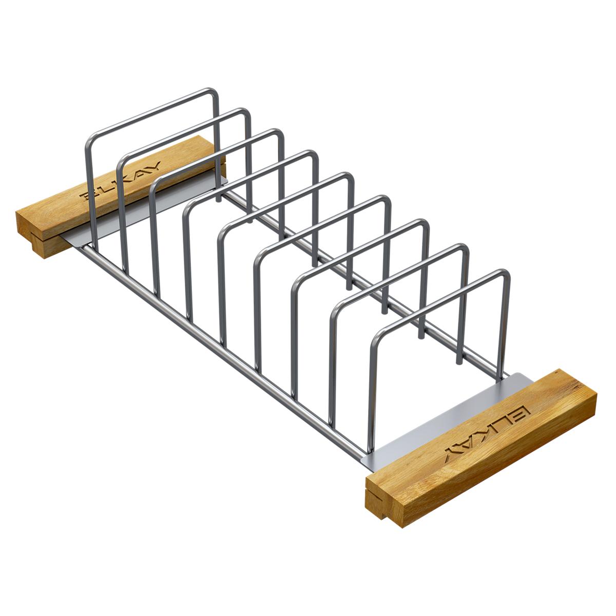 Elkay Crosstown Stainless Steel 16-7/8" x 6-3/4" x 4-1/4" Drying Rack with Wood Handles, LKDR0717SS