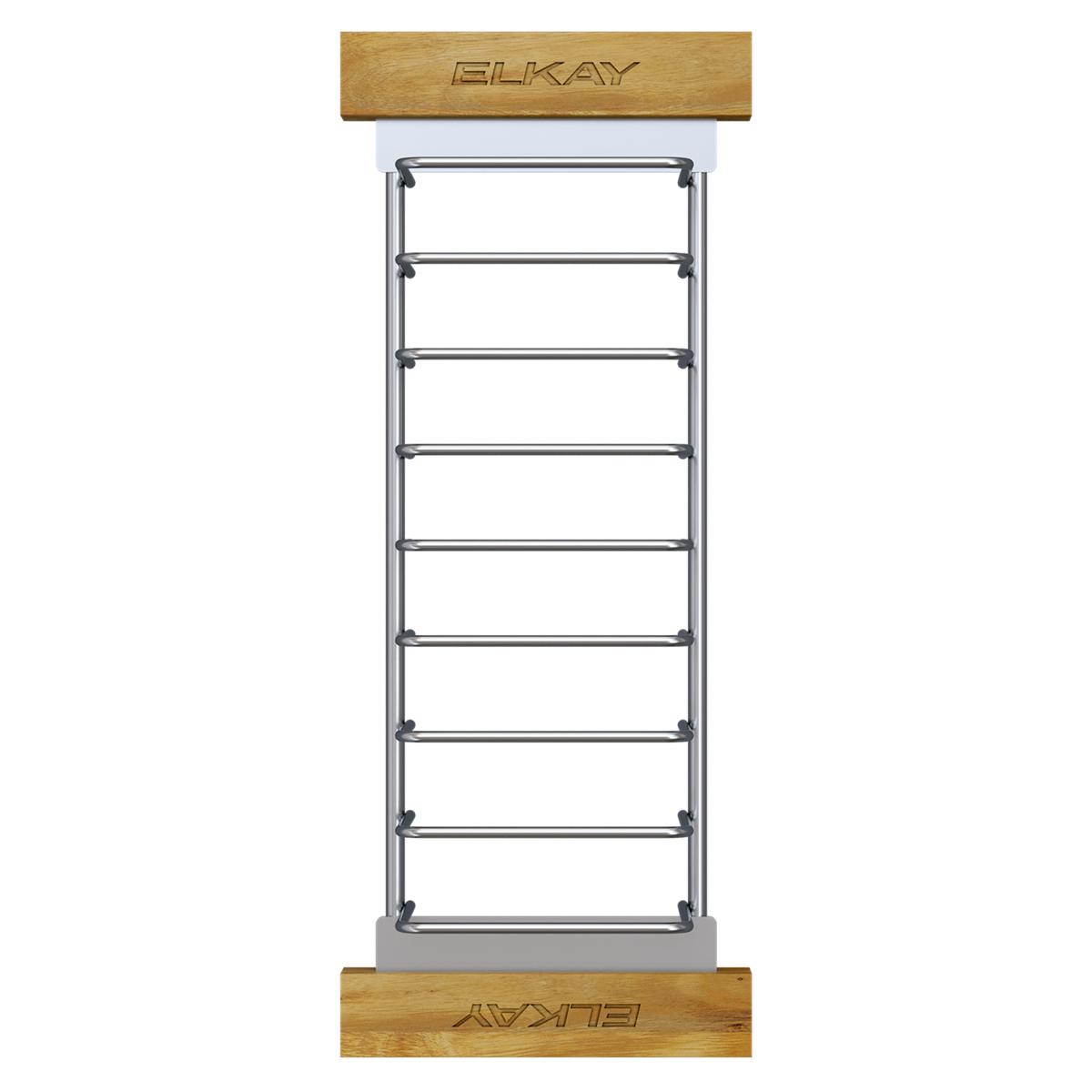 Elkay Crosstown Stainless Steel 16-7/8" x 6-3/4" x 4-1/4" Drying Rack with Wood Handles, LKDR0717SS