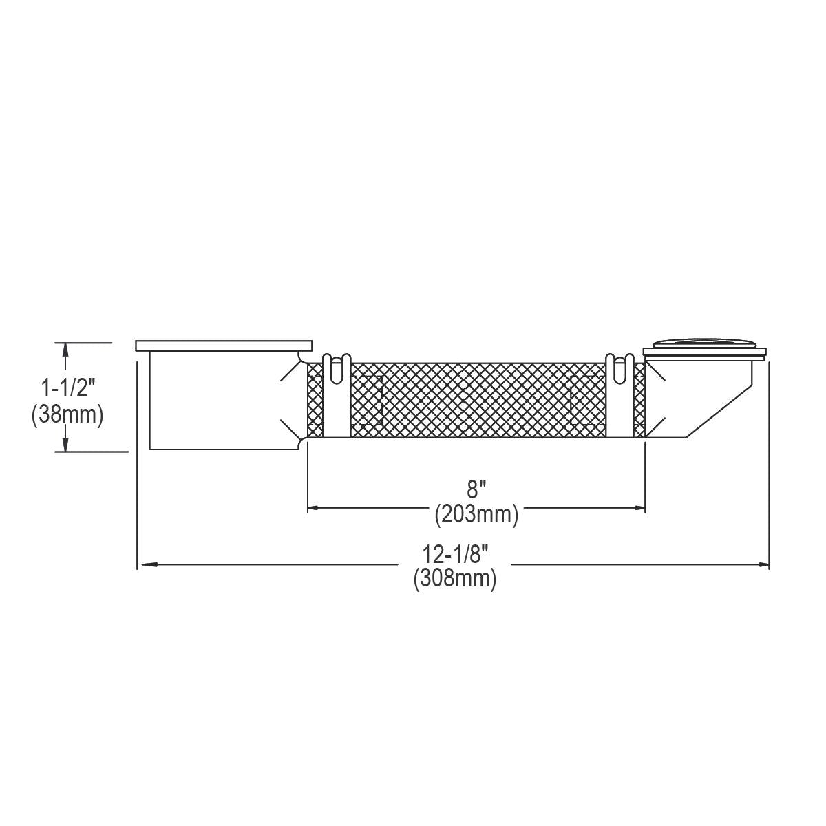 Elkay 12-1/8" x 1-1/2" x 1-1/2" CuVerro antimicrobial copper Flexible Overflow Assembly, LKF295-CU