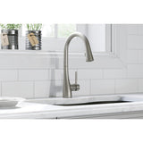Elkay Forward Only Lever Handle Pull-down Spray Spout Brass ADA Kitchen Faucet, Lustrous Steel, LKGT4083LS