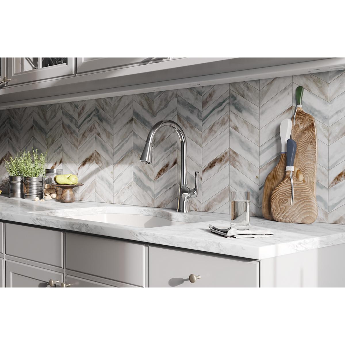 Elkay Harmony Forward Only Lever Handle Pull-down Spray Spout Brass ADA Kitchen Faucet, Chrome, LKHA1041CR