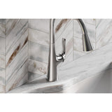 Elkay Harmony Forward Only Lever Handle Pull-down Spray Spout Brass ADA Kitchen Faucet, Chrome, LKHA1041CR