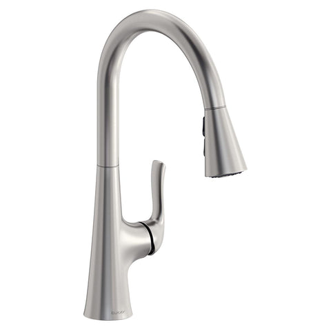 Elkay Harmony Forward Only Lever Handle Pull-down Spray Spout Brass ADA Kitchen Faucet, Lustrous Steel, LKHA1041LS