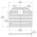 Elkay Stainless Steel 20-1/8" x 17-1/2" x 1" Bottom Grid, LKOBG2118SS