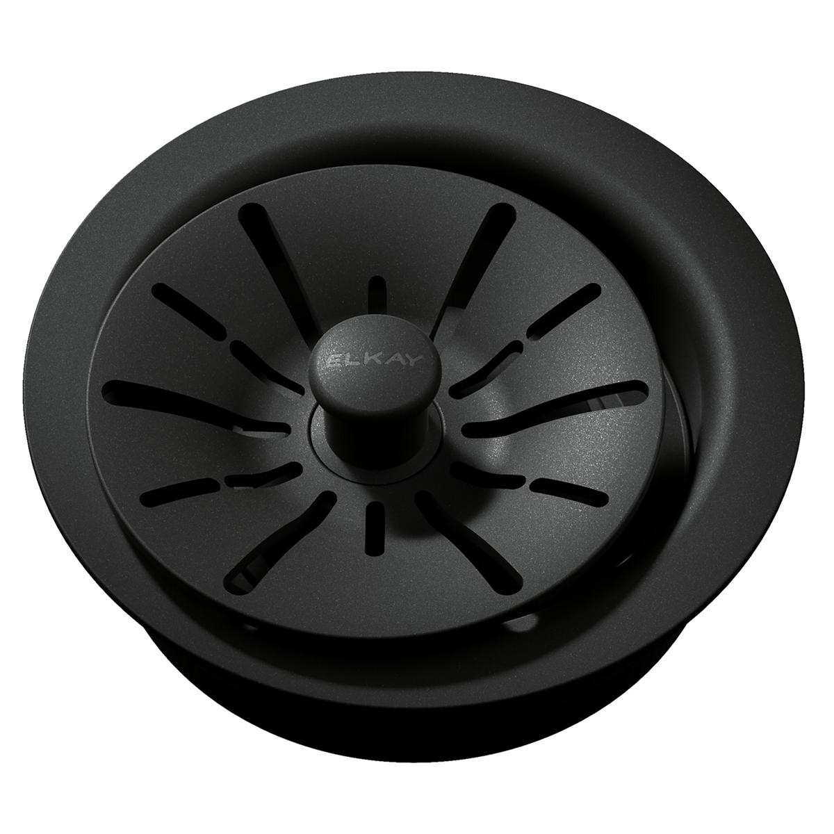 Elkay Quartz Perfect Drain 3-1/2" Polymer Disposer Flange with Removable Basket Strainer and Rubber Stopper Charcoal, LKPDQD1CH