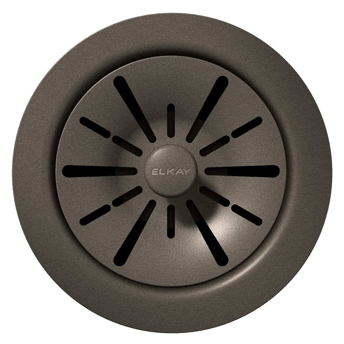 Elkay Quartz Perfect Drain 3-1/2" Polymer Disposer Flange with Removable Basket Strainer and Rubber Stopper Chestnut, LKPDQD1CN