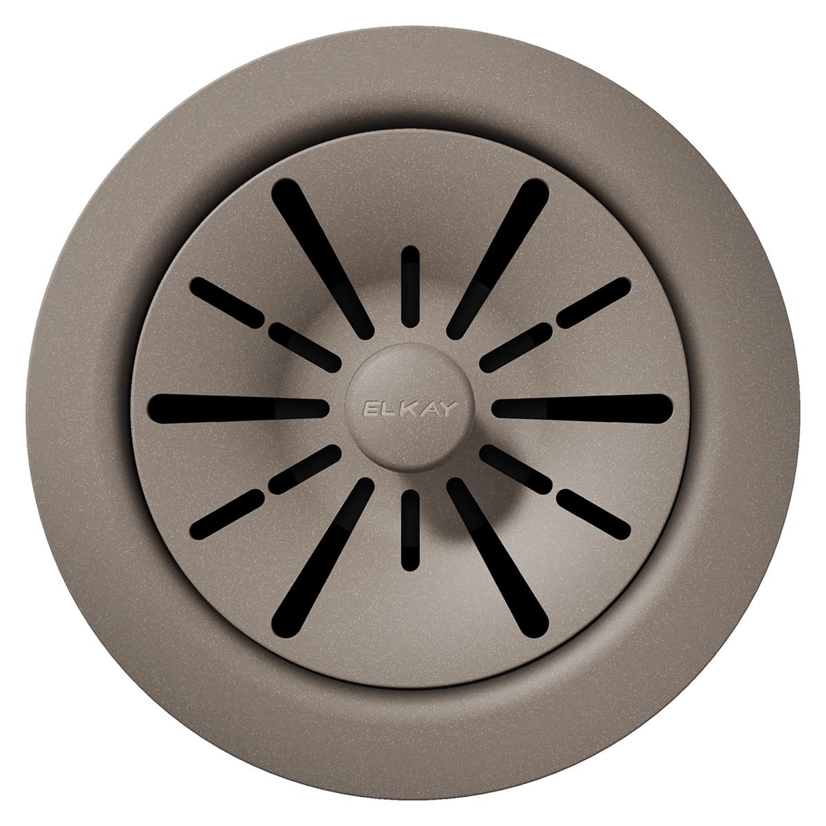 Elkay Quartz Perfect Drain 3-1/2" Polymer Disposer Flange with Removable Basket Strainer and Rubber Stopper Silvermist, LKPDQD1SM
