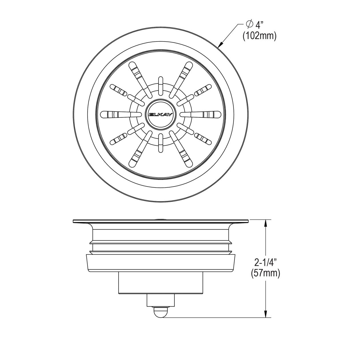 Elkay Quartz Perfect Drain 3-1/2" Polymer Disposer Flange with Removable Basket Strainer and Rubber Stopper White, LKPDQD1WH