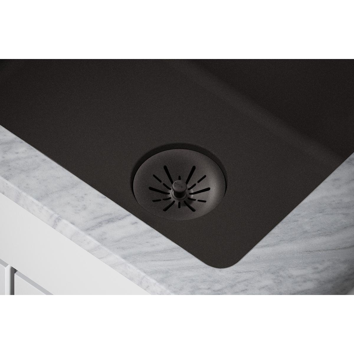 Elkay Quartz Perfect Drain 3-1/2" Removable Polymer Basket Strainer and Rubber Stopper Black, LKPDQSBK